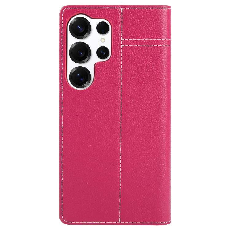 For Samsung Galaxy S25 Ultra 5G GEBEI Top-grain Horizontal Flip Leather Phone Case(Rose Red) - Galaxy S25 Ultra 5G Cases by GEBEI | Online Shopping UK | buy2fix