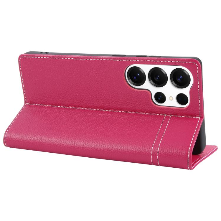 For Samsung Galaxy S25 Ultra 5G GEBEI Top-grain Horizontal Flip Leather Phone Case(Rose Red) - Galaxy S25 Ultra 5G Cases by GEBEI | Online Shopping UK | buy2fix