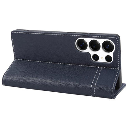 For Samsung Galaxy S25 Ultra 5G GEBEI Top-grain Horizontal Flip Leather Phone Case(Blue) - Galaxy S25 Ultra 5G Cases by GEBEI | Online Shopping UK | buy2fix