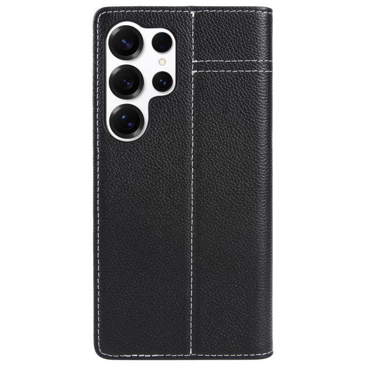 For Samsung Galaxy S25 Ultra 5G GEBEI Top-grain Horizontal Flip Leather Phone Case(Black) - Galaxy S25 Ultra 5G Cases by GEBEI | Online Shopping UK | buy2fix