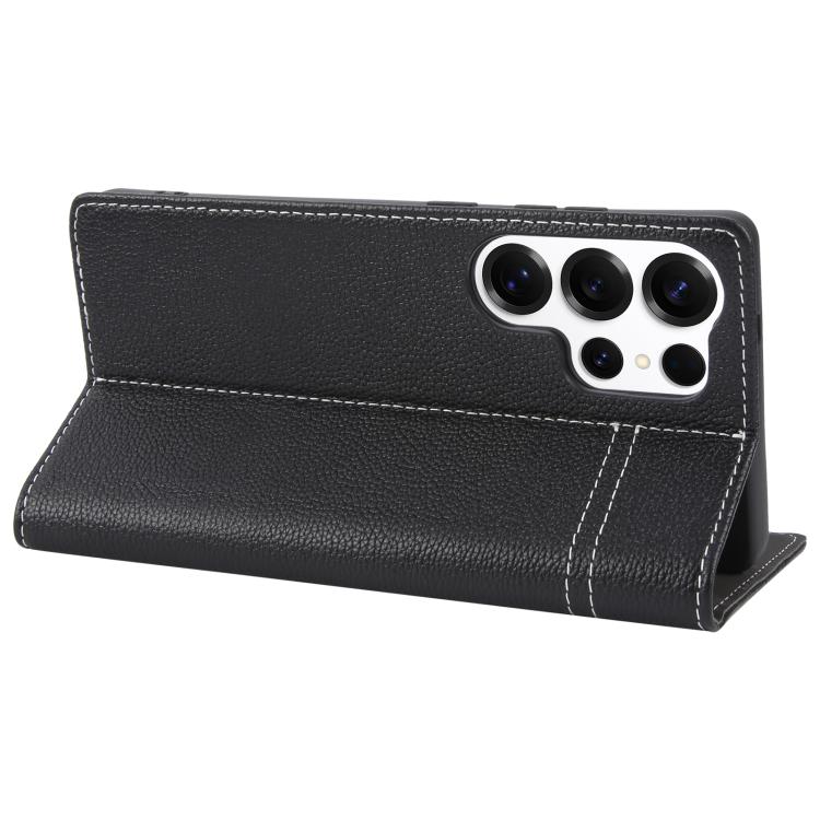 For Samsung Galaxy S25 Ultra 5G GEBEI Top-grain Horizontal Flip Leather Phone Case(Black) - Galaxy S25 Ultra 5G Cases by GEBEI | Online Shopping UK | buy2fix