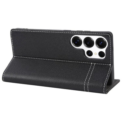 For Samsung Galaxy S25 Ultra 5G GEBEI Top-grain Horizontal Flip Leather Phone Case(Black) - Galaxy S25 Ultra 5G Cases by GEBEI | Online Shopping UK | buy2fix