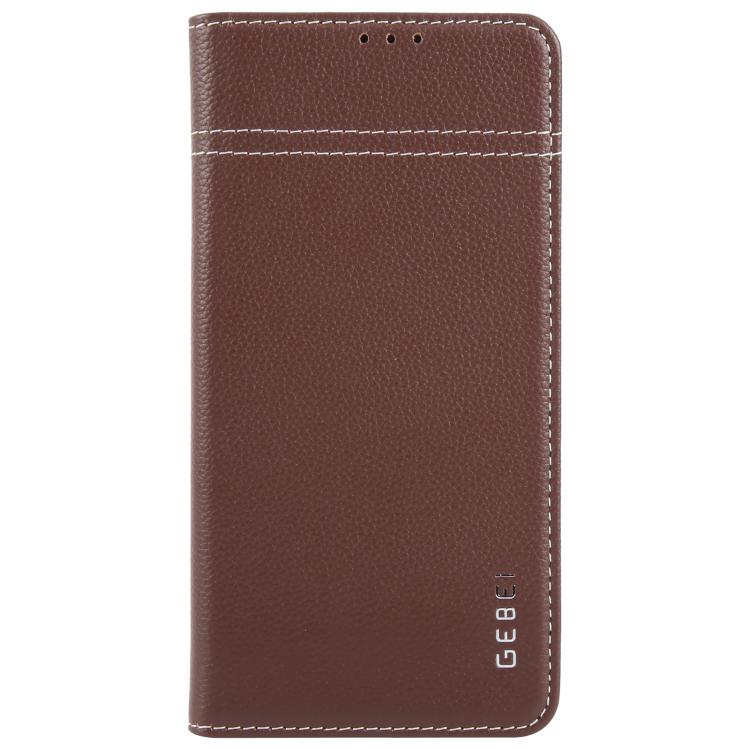 For Samsung Galaxy S25+ 5G GEBEI Top-grain Horizontal Flip Leather Phone Case(Brown) - Galaxy S25+ 5G Cases by GEBEI | Online Shopping UK | buy2fix