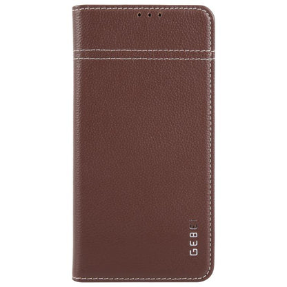 For Samsung Galaxy S25+ 5G GEBEI Top-grain Horizontal Flip Leather Phone Case(Brown) - Galaxy S25+ 5G Cases by GEBEI | Online Shopping UK | buy2fix
