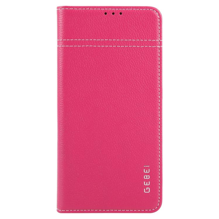 For Samsung Galaxy S25+ 5G GEBEI Top-grain Horizontal Flip Leather Phone Case(Rose Red) - Galaxy S25+ 5G Cases by GEBEI | Online Shopping UK | buy2fix