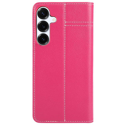 For Samsung Galaxy S25+ 5G GEBEI Top-grain Horizontal Flip Leather Phone Case(Rose Red) - Galaxy S25+ 5G Cases by GEBEI | Online Shopping UK | buy2fix