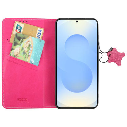 For Samsung Galaxy S25+ 5G GEBEI Top-grain Horizontal Flip Leather Phone Case(Rose Red) - Galaxy S25+ 5G Cases by GEBEI | Online Shopping UK | buy2fix
