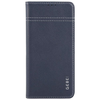 For Samsung Galaxy S25+ 5G GEBEI Top-grain Horizontal Flip Leather Phone Case(Blue) - Galaxy S25+ 5G Cases by GEBEI | Online Shopping UK | buy2fix