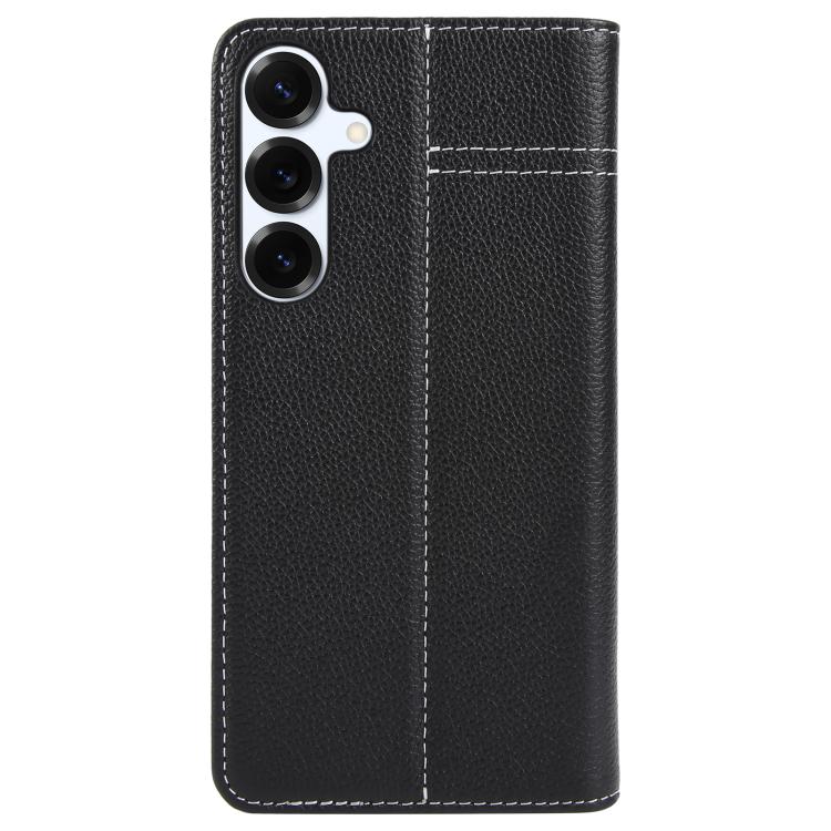 For Samsung Galaxy S25+ 5G GEBEI Top-grain Horizontal Flip Leather Phone Case(Black) - Galaxy S25+ 5G Cases by GEBEI | Online Shopping UK | buy2fix