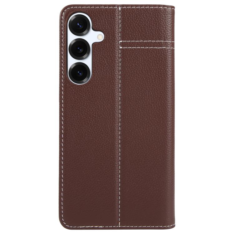 For Samsung Galaxy S25 5G GEBEI Top-grain Horizontal Flip Leather Phone Case(Brown) - Galaxy S25 5G Cases by GEBEI | Online Shopping UK | buy2fix