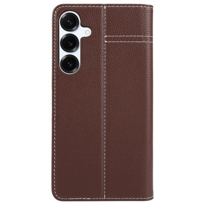 For Samsung Galaxy S25 5G GEBEI Top-grain Horizontal Flip Leather Phone Case(Brown) - Galaxy S25 5G Cases by GEBEI | Online Shopping UK | buy2fix