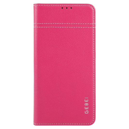For Samsung Galaxy S25 5G GEBEI Top-grain Horizontal Flip Leather Phone Case(Rose Red) - Galaxy S25 5G Cases by GEBEI | Online Shopping UK | buy2fix