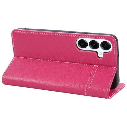 For Samsung Galaxy S25 5G GEBEI Top-grain Horizontal Flip Leather Phone Case(Rose Red) - Galaxy S25 5G Cases by GEBEI | Online Shopping UK | buy2fix