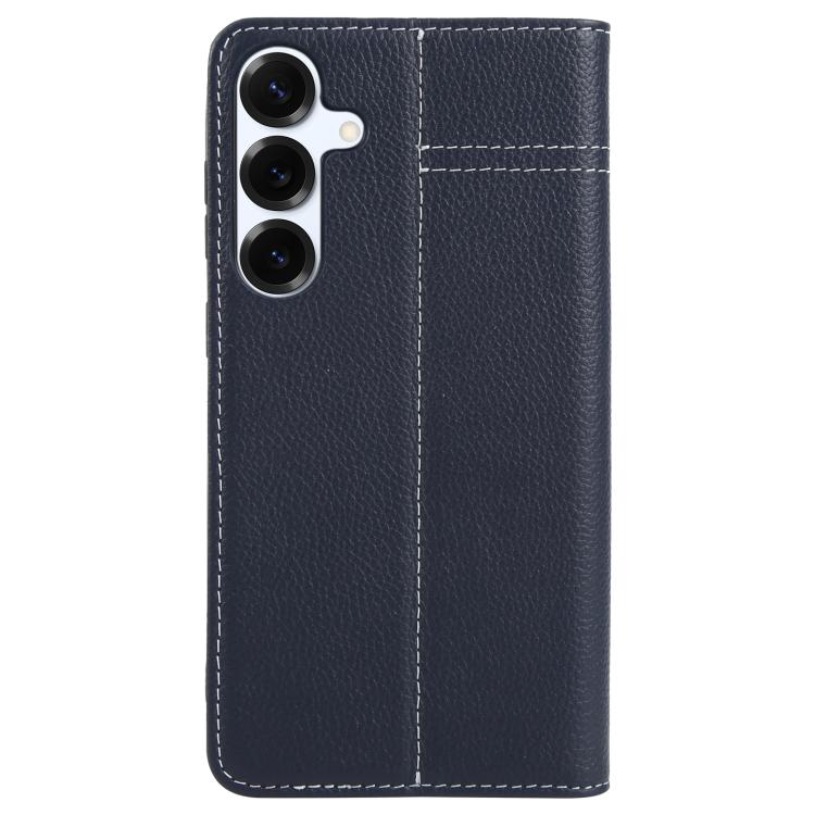 For Samsung Galaxy S25 5G GEBEI Top-grain Horizontal Flip Leather Phone Case(Blue) - Galaxy S25 5G Cases by GEBEI | Online Shopping UK | buy2fix