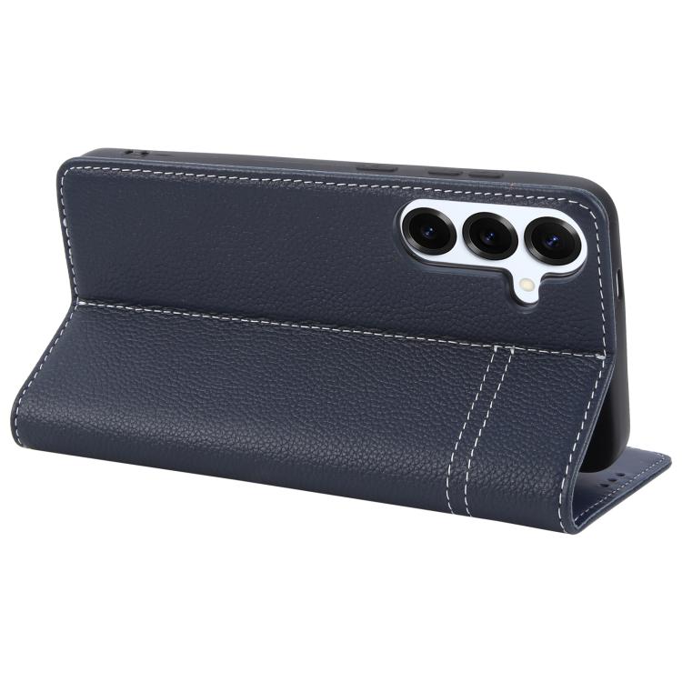 For Samsung Galaxy S25 5G GEBEI Top-grain Horizontal Flip Leather Phone Case(Blue) - Galaxy S25 5G Cases by GEBEI | Online Shopping UK | buy2fix