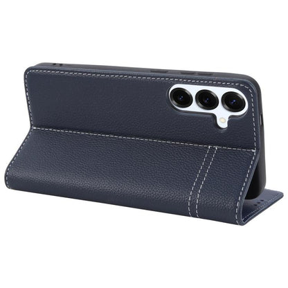 For Samsung Galaxy S25 5G GEBEI Top-grain Horizontal Flip Leather Phone Case(Blue) - Galaxy S25 5G Cases by GEBEI | Online Shopping UK | buy2fix