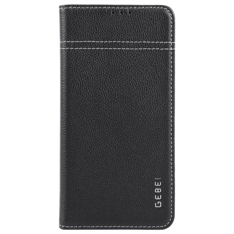 For Samsung Galaxy S25 5G GEBEI Top-grain Horizontal Flip Leather Phone Case(Black) - Galaxy S25 5G Cases by GEBEI | Online Shopping UK | buy2fix