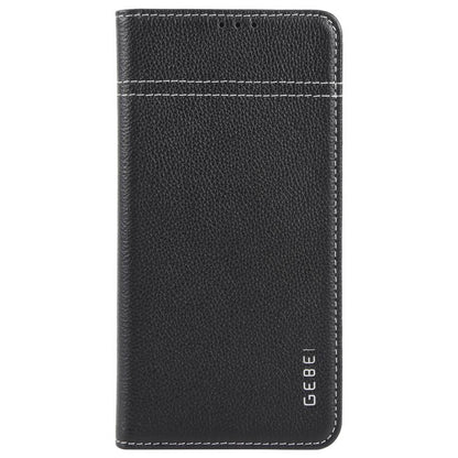 For Samsung Galaxy S25 5G GEBEI Top-grain Horizontal Flip Leather Phone Case(Black) - Galaxy S25 5G Cases by GEBEI | Online Shopping UK | buy2fix
