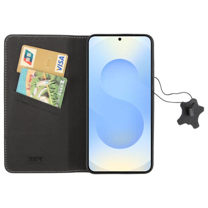 For Samsung Galaxy S25 5G GEBEI Top-grain Horizontal Flip Leather Phone Case(Black) - Galaxy S25 5G Cases by GEBEI | Online Shopping UK | buy2fix