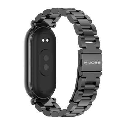 For Xiaomi Mi Band 8 Mijobs GT4 Three Beads Metal Watch Band(Black) - Watch Bands by MIJOBS | Online Shopping UK | buy2fix