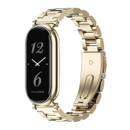 For Xiaomi Smart Band 11 / 10 / 9 / 8 Mijobs GT4 Three Beads Metal Watch Band(Light Gold)