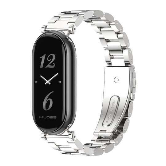 For Xiaomi Smart Band 11 / 10 / 9 / 8 Mijobs GT4 Three Beads Metal Watch Band(Silver)