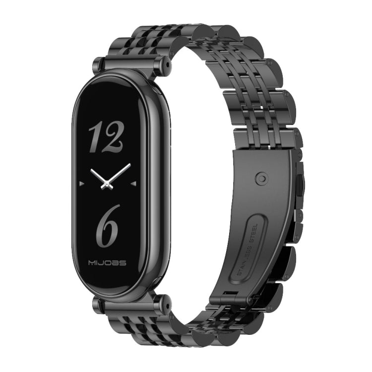 For Xiaomi Mi Band 8 Mijobs GT4 Seven Beads Metal Watch Band(Black) - Watch Bands by MIJOBS | Online Shopping UK | buy2fix