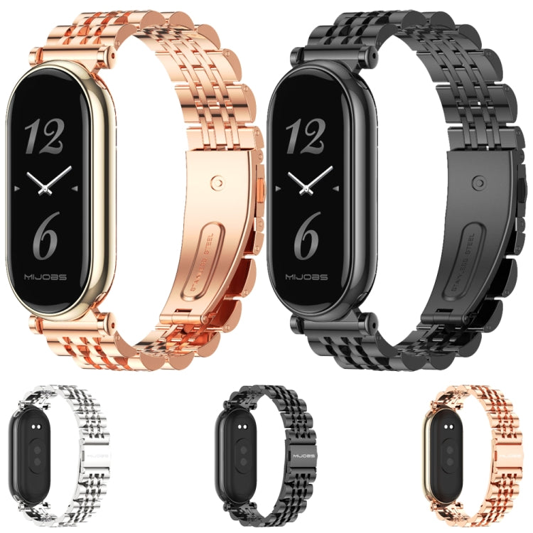 For Xiaomi Mi Band 8 Mijobs GT4 Seven Beads Metal Watch Band(Black) - Watch Bands by MIJOBS | Online Shopping UK | buy2fix