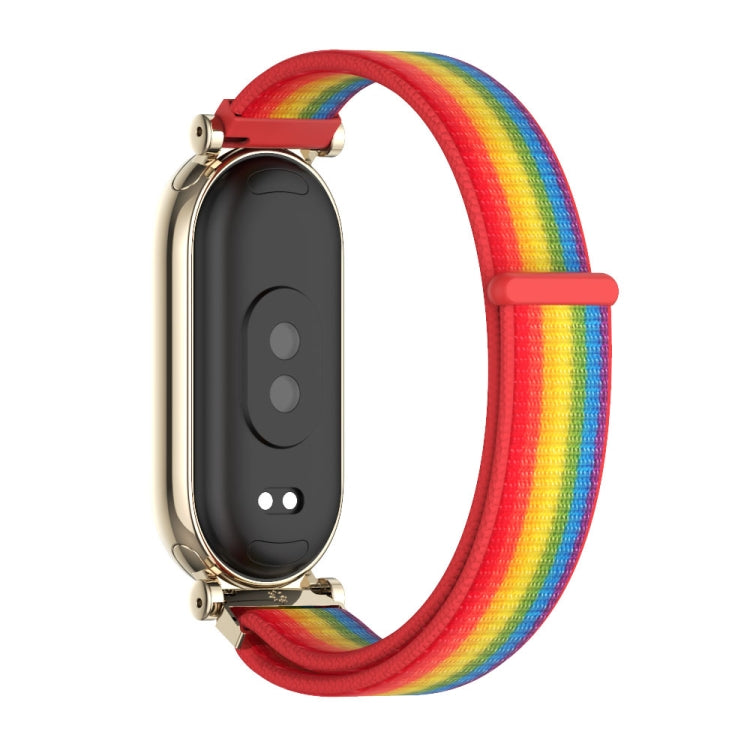 For Xiaomi Mi Band 8 Mijobs GT4 Breathable Nylon Loop Watch Band(Rainbow Light Gold) - Watch Bands by MIJOBS | Online Shopping UK | buy2fix