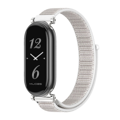 For Xiaomi Mi Band 8 / 9 / 9 NFC Mijobs GT4 Breathable Nylon Loop Watch Band(Seashell Silver) - Watch Bands by MIJOBS | Online Shopping UK | buy2fix