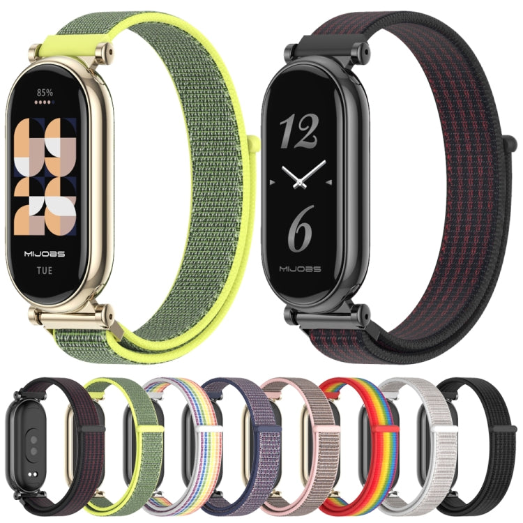 For Xiaomi Mi Band 8 Mijobs GT4 Breathable Nylon Loop Watch Band(Rainbow Light Gold) - Watch Bands by MIJOBS | Online Shopping UK | buy2fix