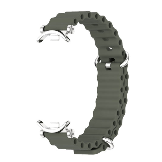 For Xiaomi Smart Band 10 / 9 / 8 Mijobs GT4 Marine Silicone Breathable Watch Band(Khaki Green Silver) by MIJOBS