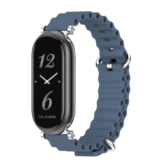 For Xiaomi Mi Band 8 / 9 / 9 NFC Mijobs GT4 Marine Silicone Breathable Watch Band(Dark Blue Silver) - Watch Bands by MIJOBS | Online Shopping UK | buy2fix