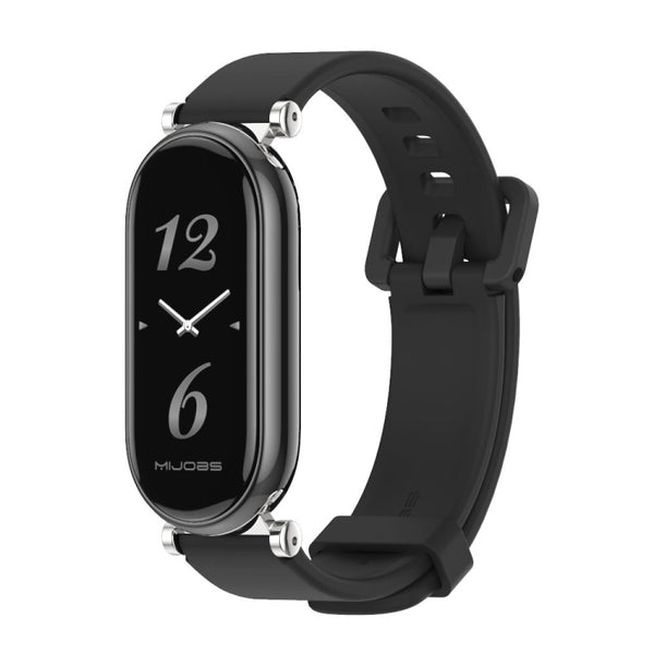For Xiaomi Smart Band 10 / 9 / 8 Mijobs GT4 Silicone Breathable Watch Band(Black Silver) by MIJOBS