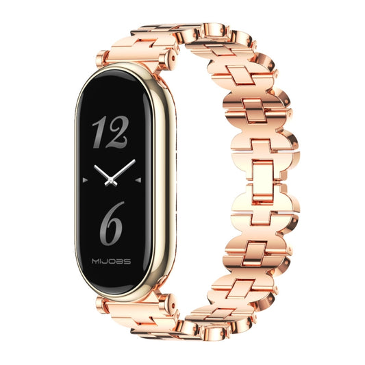 For Xiaomi Mi Band 8 Mijobs GT4 Bone Chain Metal Watch Band(Rose Gold) - Watch Bands by MIJOBS | Online Shopping UK | buy2fix