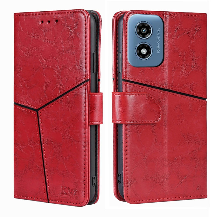 For Motorola Moto G Play 4G 2024 Geometric Stitching Leather Phone Case(Red) - Motorola Cases by buy2fix | Online Shopping UK | buy2fix