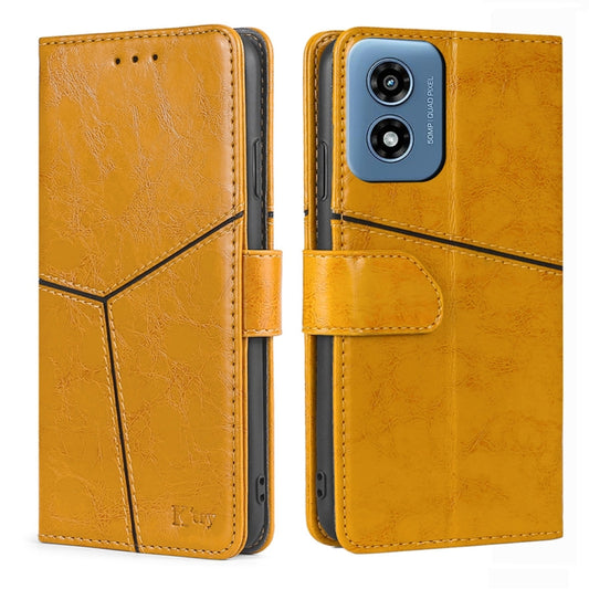 For Motorola Moto G Play 4G 2024 Geometric Stitching Leather Phone Case(Yellow) - Motorola Cases by buy2fix | Online Shopping UK | buy2fix