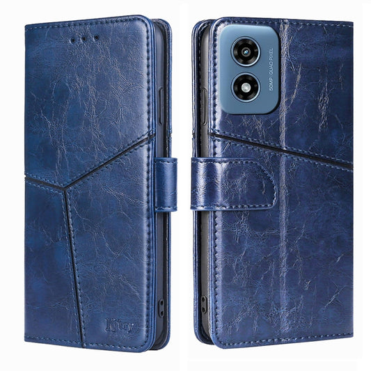 For Motorola Moto G Play 4G 2024 Geometric Stitching Leather Phone Case(Blue) - Motorola Cases by buy2fix | Online Shopping UK | buy2fix