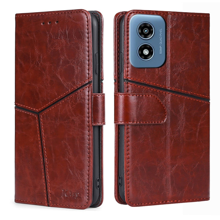 For Motorola Moto G Play 4G 2024 Geometric Stitching Leather Phone Case(Dark Brown) - Motorola Cases by buy2fix | Online Shopping UK | buy2fix