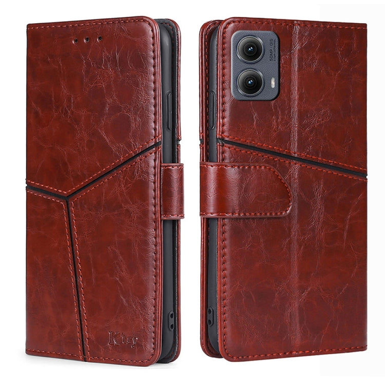 For Motorola Edge 5G 2024 Geometric Stitching Leather Phone Case(Dark Brown) - Motorola Cases by buy2fix | Online Shopping UK | buy2fix