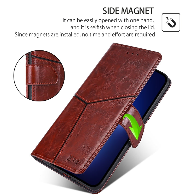 For Motorola Edge 5G 2024 Geometric Stitching Leather Phone Case(Dark Brown) - Motorola Cases by buy2fix | Online Shopping UK | buy2fix