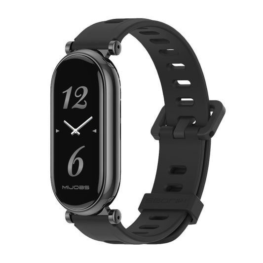 For Xiaomi Mi Band 8 Mijobs GT4 Flat Hole Silicone Watch Band(Black) - Watch Bands by MIJOBS | Online Shopping UK | buy2fix