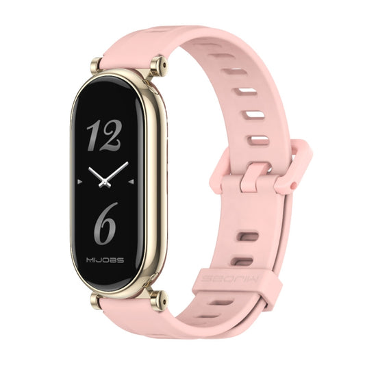 For Xiaomi Mi Band 8 / 9 / 9 NFC Mijobs GT4 Flat Hole Silicone Watch Band(Pink Light Gold) - Watch Bands by MIJOBS | Online Shopping UK | buy2fix