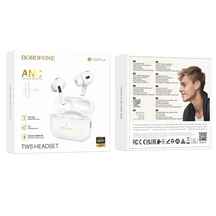 BOROFONE BW59 Plus True Wireless ANC Noise Reduction Bluetooth Earphone(White) - Bluetooth Earphone by Borofone | Online Shopping UK | buy2fix