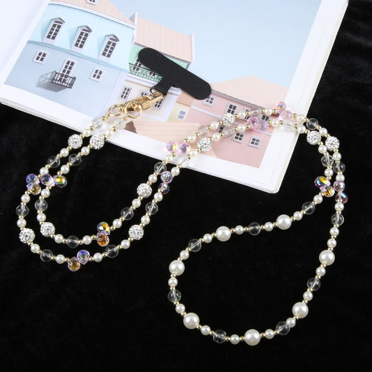 Mobile Phone Anti-lost Long Chain Flash Diamond Pearl Crossbody Lanyard(Pink) - Lanyards & Wrist Straps by buy2fix | Online Shopping UK | buy2fix