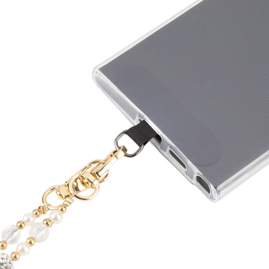 Mobile Phone Anti-lost Long Chain Flash Diamond Pearl Crossbody Lanyard(Light Yellow) - Lanyards & Wrist Straps by buy2fix | Online Shopping UK | buy2fix
