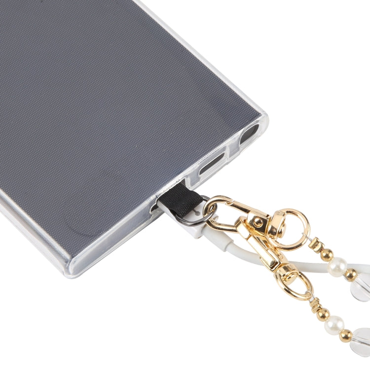 Mobile Phone Anti-lost Long Chain Flash Diamond Pearl Crossbody Lanyard(Light Yellow) - Lanyards & Wrist Straps by buy2fix | Online Shopping UK | buy2fix