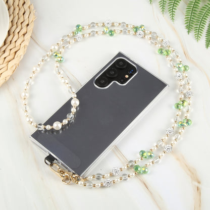 Mobile Phone Anti-lost Long Chain Flash Diamond Pearl Crossbody Lanyard(Green) - Lanyards & Wrist Straps by buy2fix | Online Shopping UK | buy2fix