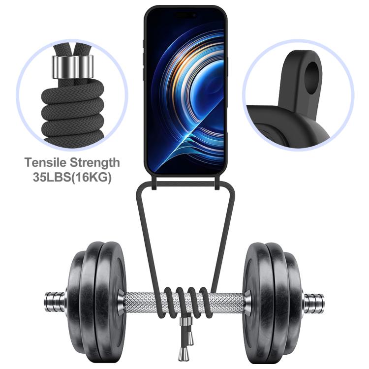 For iPhone Air Integrated Card Bag Solid Color Liquid Silicone Phone Case with Lanyard(Black) - iPhone Air Cases by buy2fix | Online Shopping UK | buy2fix