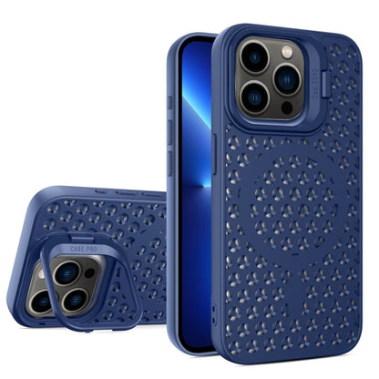 For iPhone 13 Pro Hollow Cooling Lens Holder MagSafe Magnetic TPU Phone Case(Blue) by buy2fix